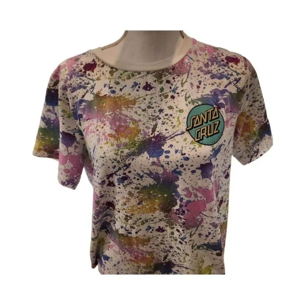 Vintage Y2K Santa Cruz Multicolor Graffiti Splash Graphic Tshirt M Skateboard